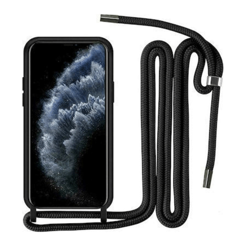 Θήκη Πλάτης Σιλικόνης με Λουράκι για Xiaomi Redmi Note 12S - Χρώμα: Μαύρο