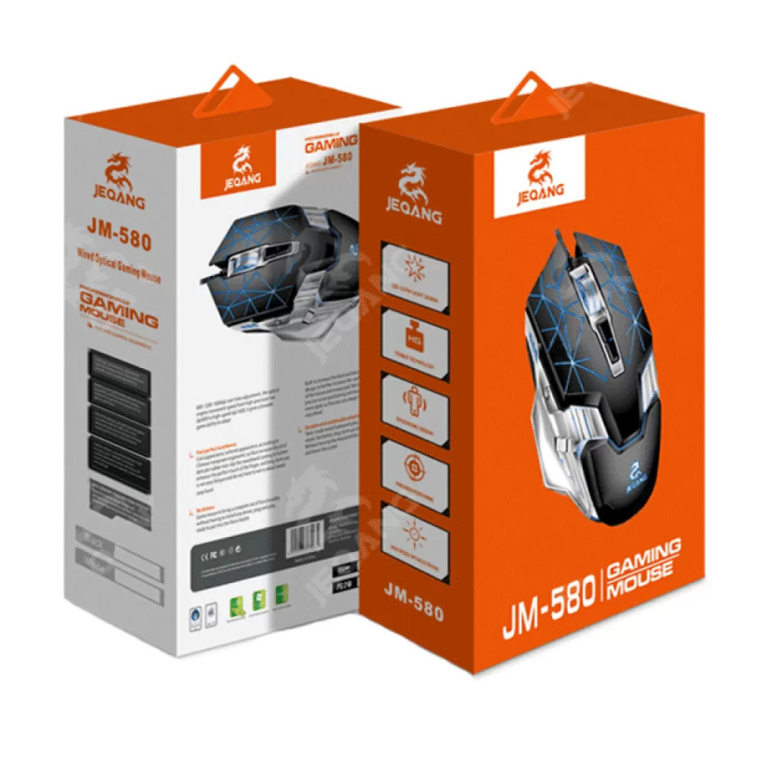 JEQANG JM-580 Ενσύρματο Gaming Ποντίκι - Χρώμα: Ασημί