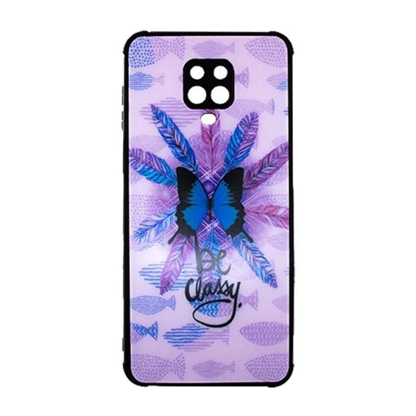 Θήκη Πλάτης Πλαστική με Σχέδιο για Xiaomi Redmi Note 9S / 9 Pro - Χρώμα: Μωβ με Πεταλούδα