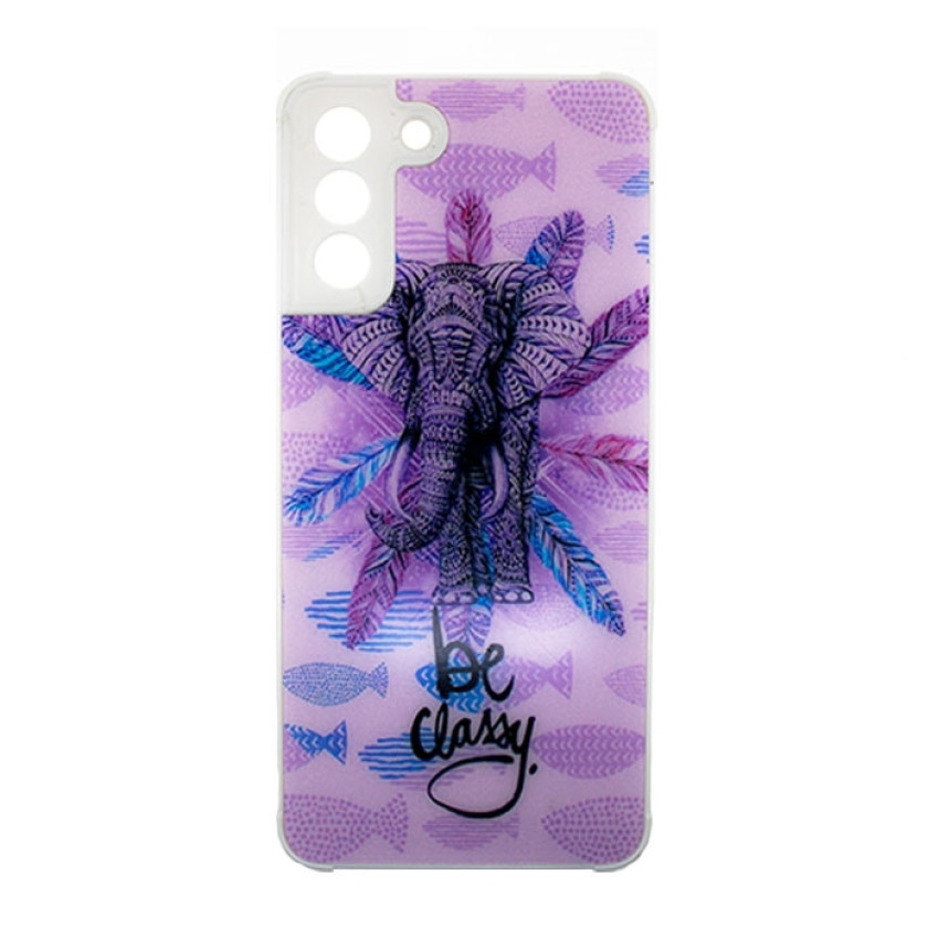 Θήκη Πλάτης Πλαστική με Σχέδια για Samsung Galaxy S21 Plus - Χρώμα: Μωβ με Ελεφαντάκι
