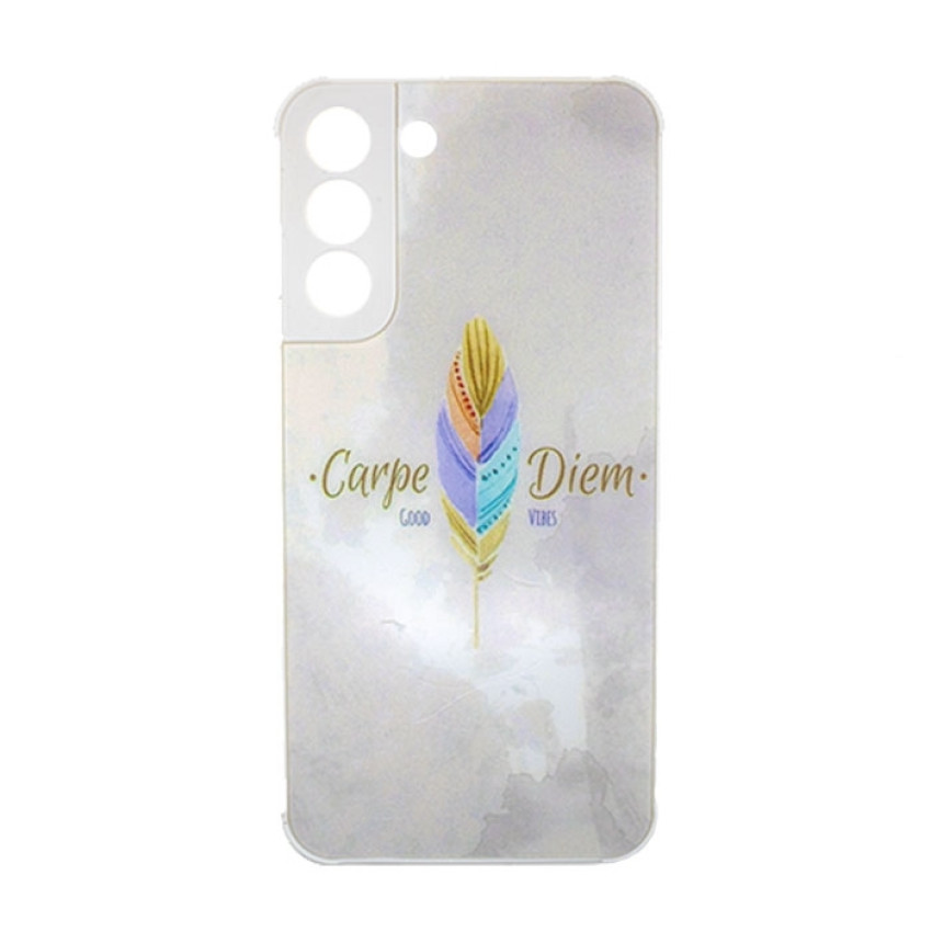 Θήκη Πλάτης Πλαστική με Σχέδια για Samsung Galaxy S22 Plus - Χρώμα: Λευκό με Χρωματιστό Φτερό