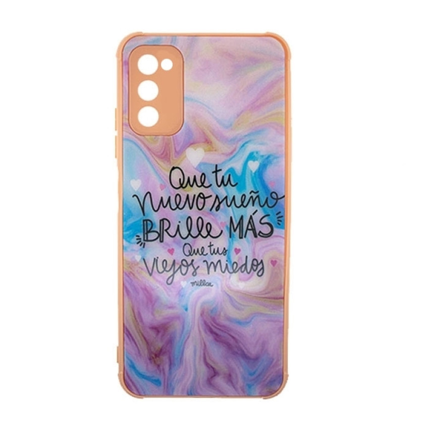 Θήκη Πλάτης Πλαστική με Σχέδια για Samsung Galaxy A02S/A03S - Χρώμα: Πολύχρωμο Ροζ