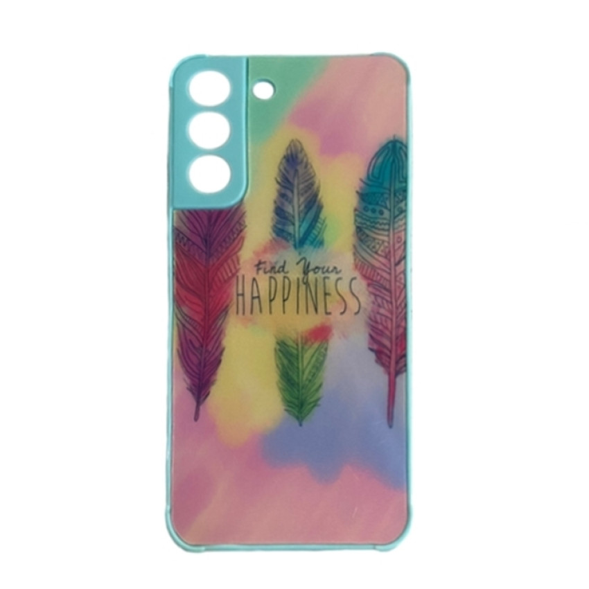 Θήκη Πλάτης Πλαστική με Σχέδια για Samsung Galaxy S22 Plus S906 - Χρώμα: Γαλάζιο με Φτέρα