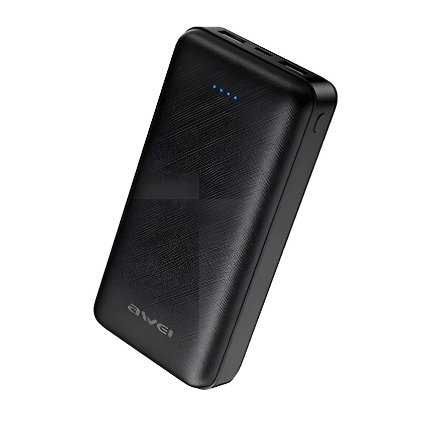 Awei P47K Power Bank με 2 Θύρες USB 5V 2.1A 20000mAh - Χρώμα: Μσύρο