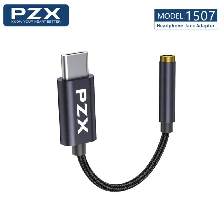 PZX-1507 Μετατροπέας USB-C Male σε AUX 3.5mm Female Adaptor With Cable 20cm - Χρώμα: Μαύρο