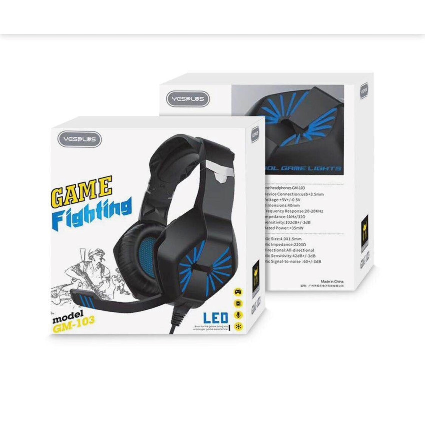 YESPLUS GM-103 Ασύρματα Bluetooth LED Gaming Ακουστικά - Χρώμα: Μαύρο