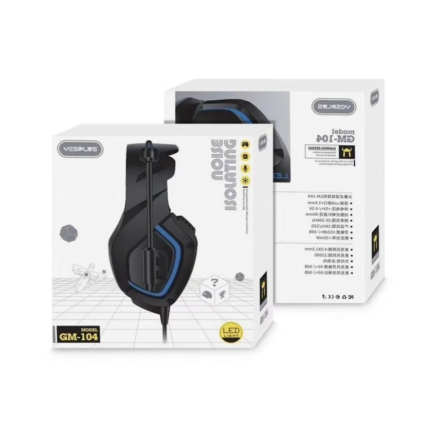 YESPLUS GM-104 Ασύρματα Bluetooth LED Gaming Ακουστικά - Χρώμα: Μαύρο