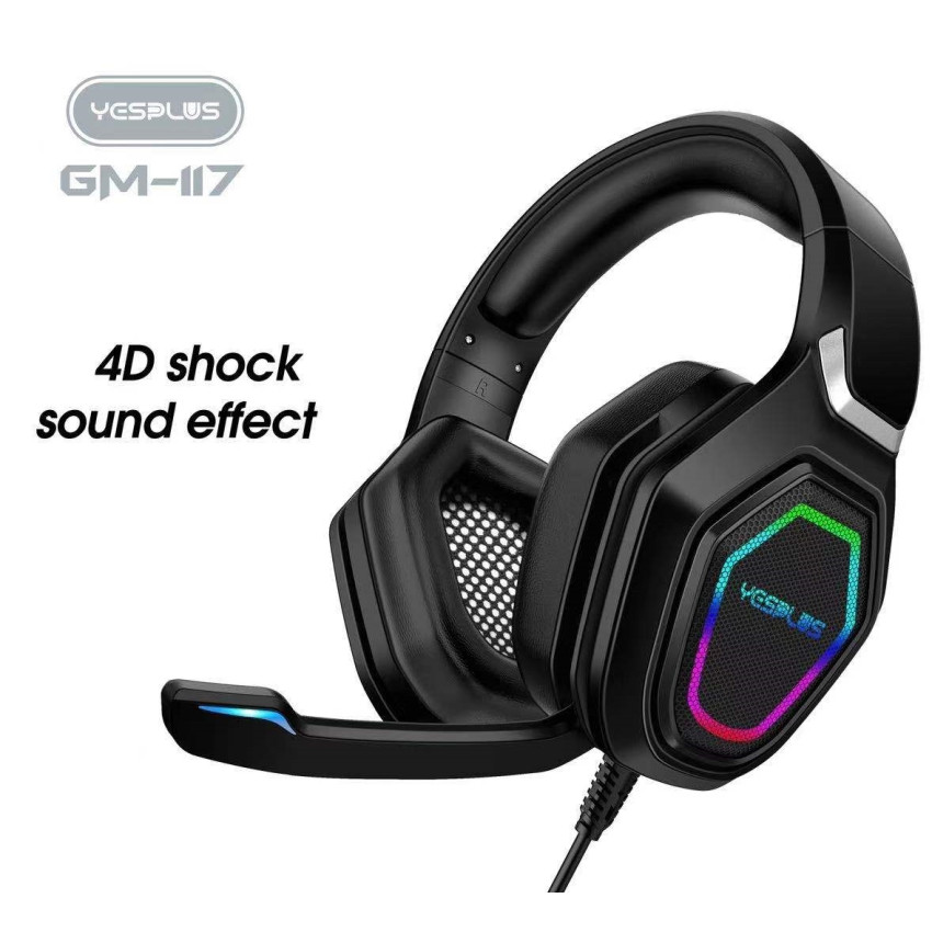 YESPLUS GM-117 Ασύρματα Bluetooth LED Gaming Ακουστικά - Χρώμα: Μαύρο