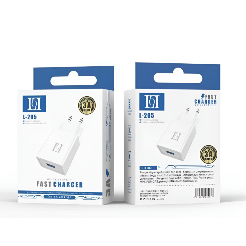 LOL L-205 Fast Charge 3A Charging Adapter with USB-A Port Without Cable - Color: White