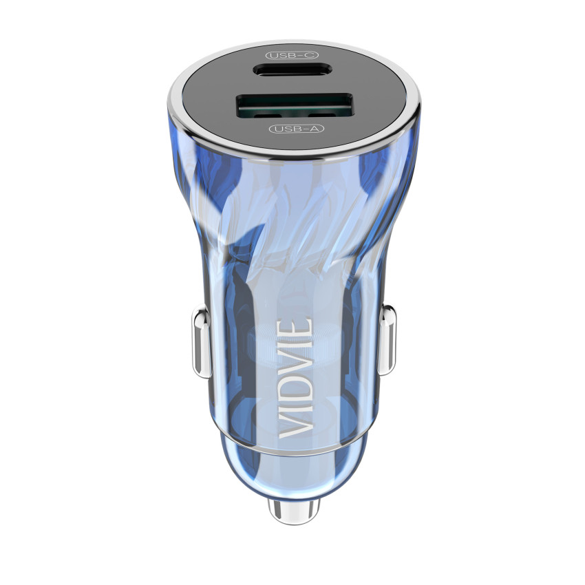 VIDVIE CC531 Φορτιστής Αυτοκινήτου με 30W Θύρα USB-A & 18W Θύρα USB Type-C με Καλώδιο Type-C - Χρώμα: Μπλε