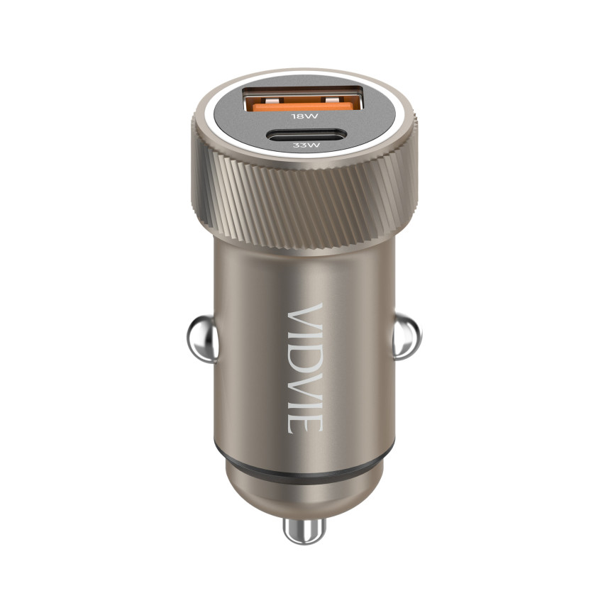 VIDVIE CC542C&i Φορτιστής Αυτοκινήτου με 18W Θύρα USB-A & 30W 2x Θύρες USB Type-C με 60W Καλώδιο Type-C σε Lighting - Χρώμα: Χρυσό