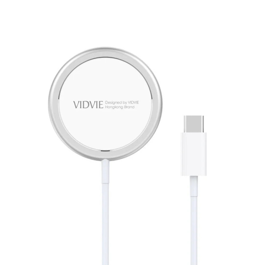 VIDVIE WLC1405 Ασύρματος Φορτιστής 15W & Καλώδιο USB-C - Χρώμα: Ασημί