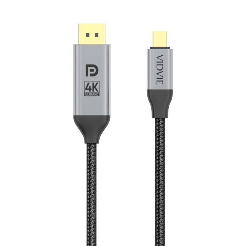 VIDVIE HD02 Καλώδιο Type-C σε DisplayPort Adapter Cable 4K Resolution 60hz 2m - Χρώμα: Σκούρο Γκρι