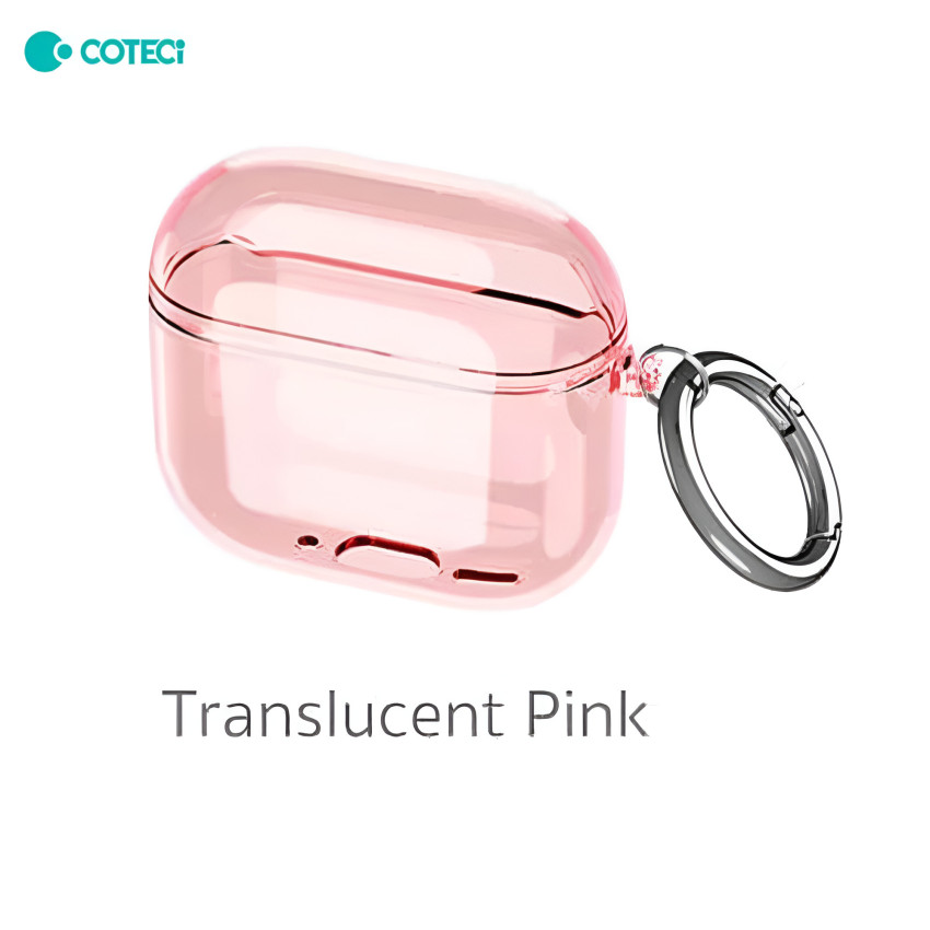 COTECi MS-018 Προστατευτική Θήκη για Apple AirPods 4 Ακουστικά με Keychain Hook - Χρώμα: Ημιδιάφανο Ροζ