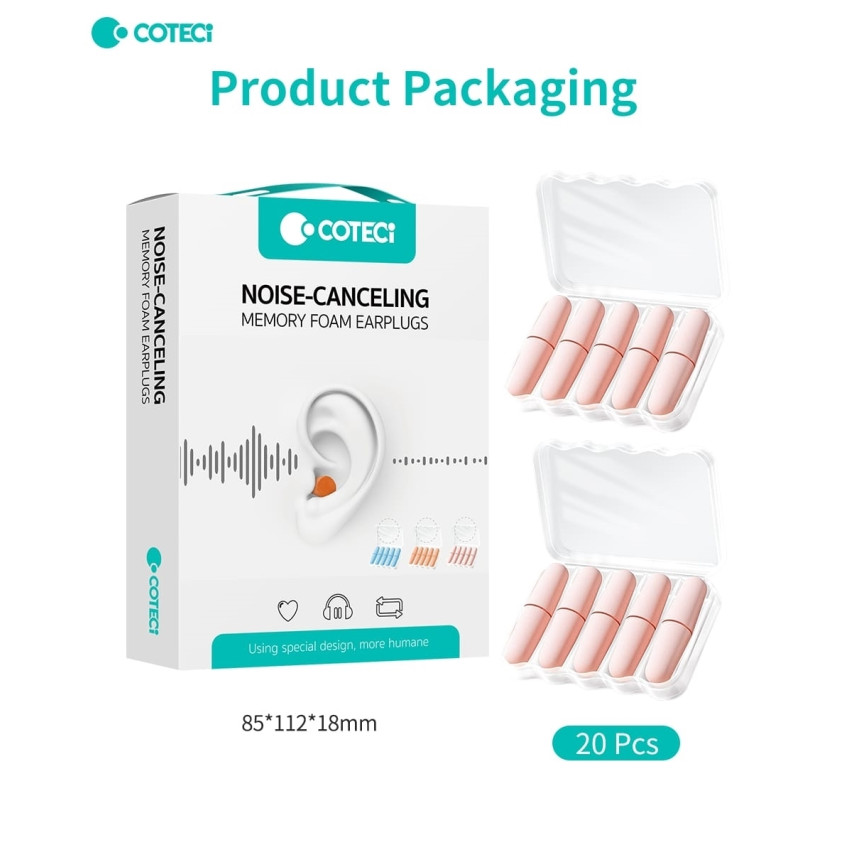 COTECi Ωτοασπίδες Noise-Canceling Earplugs (86019) 20pcs - Χρώμα: Πορτοκαλί