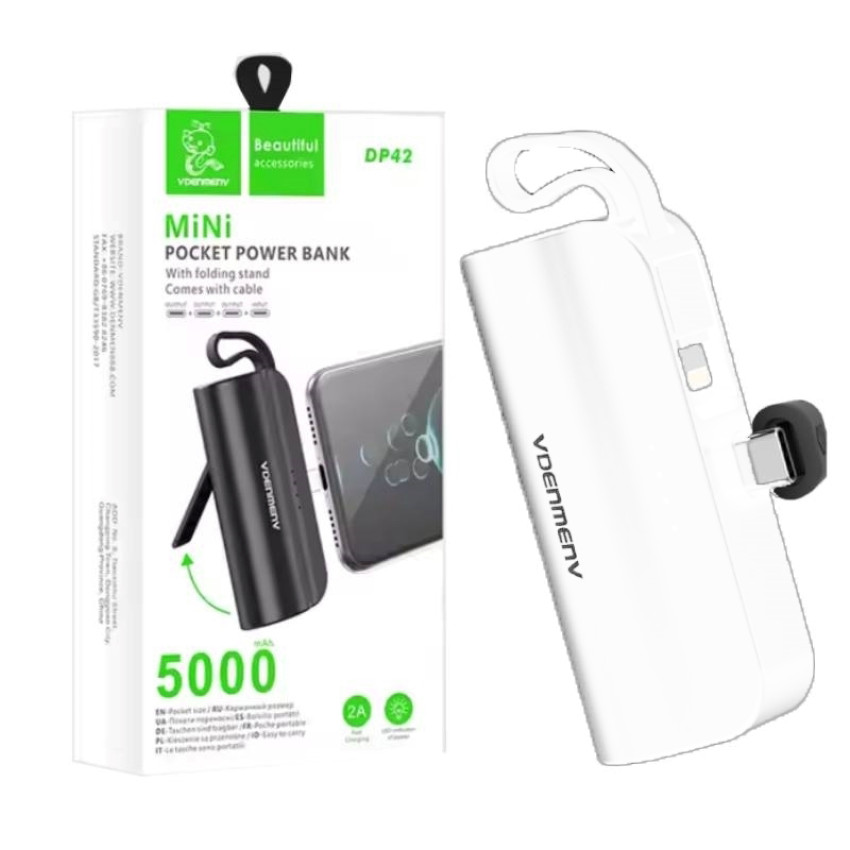 VDENMENV DP42 Μίνι Φορητό PowerBank PD22,5W Γρήγορης Φόρτισης 5000mAh - Χρώμα: Λευκό