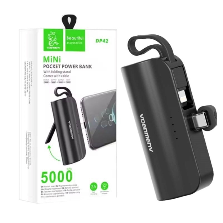 VDENMENV DP42 Μίνι Φορητό PowerBank PD22,5W Γρήγορης Φόρτισης 5000mAh - Χρώμα: Μαύρο