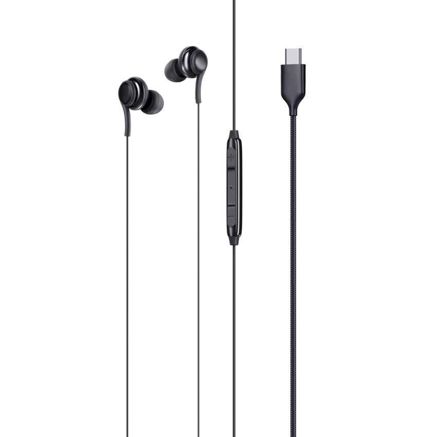 TUQIN QI34 Handsfree Ακουστικά με Βύσμα Type-C με Κουμπιά Ελέγχου Έντασης - Χρώμα: Μαύρο