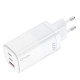 TUQIN QE30-C&C 60W Φορτιστής με 2x Θύρες USB-C & 1x Θύρα USB-A με Καλώδιο Type-C σε Type-C Γρήγορης Φόρτισης 1m - Χρώμα: Λευκό
