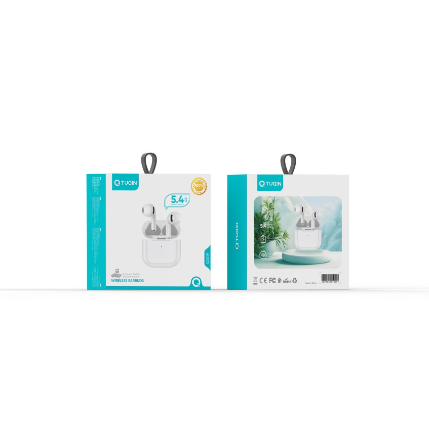 TUQIN QW19 Ασύρματα Bluetooth Ακουστικά TWS V5.4 με Θήκη Φόρτισης - Χρώμα: Λευκό
