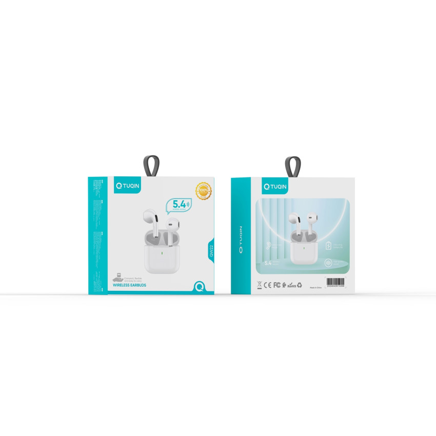 TUQIN QW22 Ασύρματα Bluetooth Ακουστικά TWS V5.4 με Θήκη Φόρτισης - Χρώμα: Λευκό
