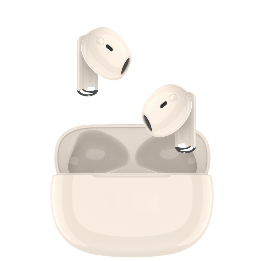 TUQIN QW17 Airpods Ασύρματα Bluetooth Ακουστικά με Αντοχή στον Ιδρώτα & Θήκη Φόρτισης - Χρώμα: Μπεζ