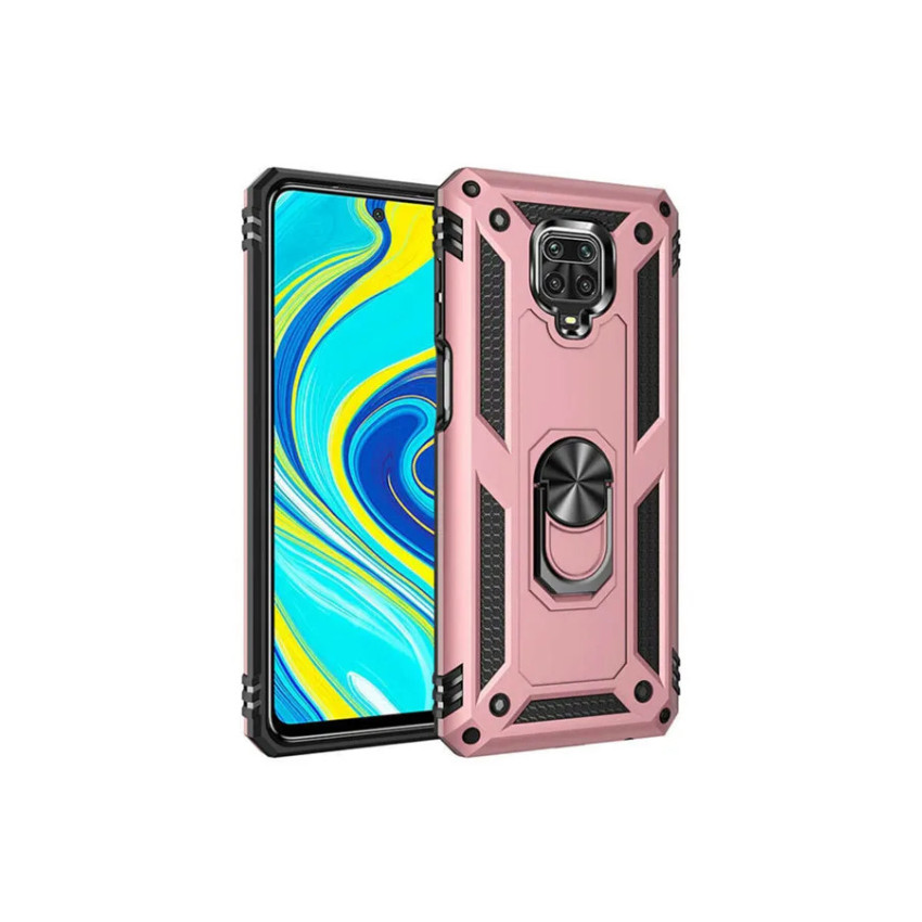 Σκληρή Θήκη Πλάτης Armor με Βάση Στήριξης για Xiaomi Redmi Note 9S/Redmi Note 9 Pro - Χρώμα: Ρόζ Χρυσό