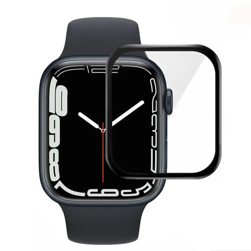 Full Cover Full Glue Tζαμάκι Προστασίας Οθόνης Ρολογίου για Apple Watch Series 7 41mm - Χρώμα: Μαύρο