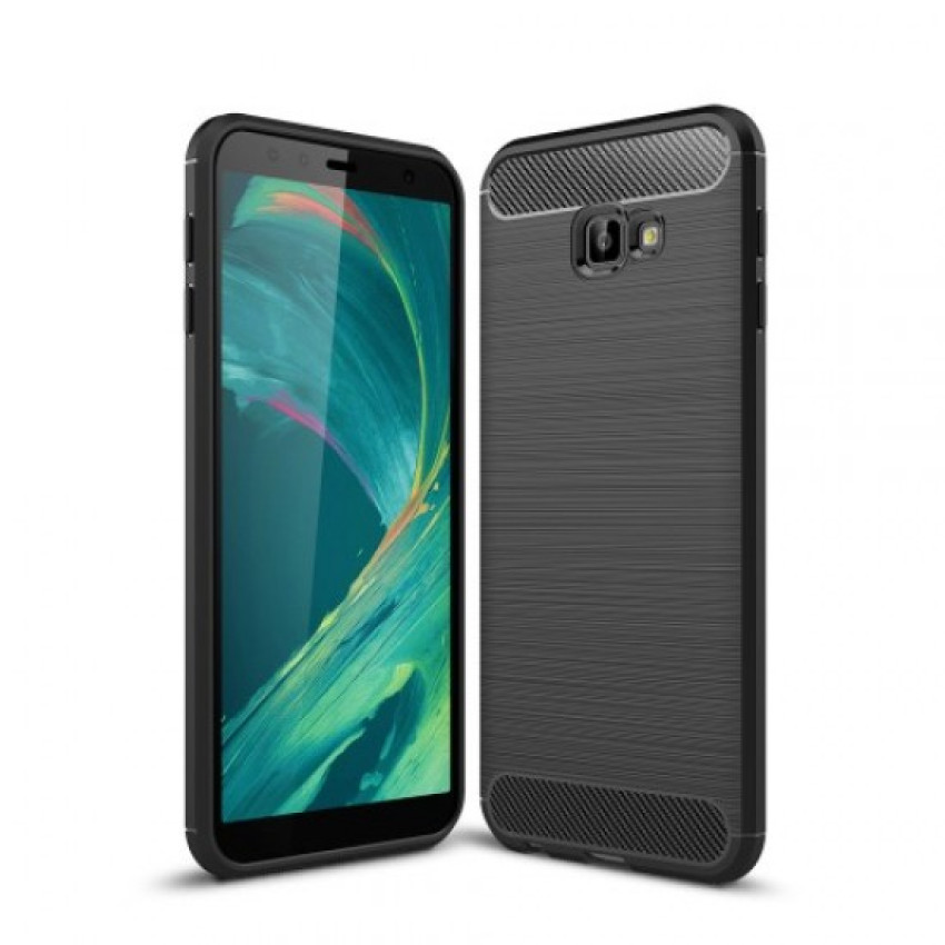 Θήκη Πλάτης Σιλικόνης Carbon για Samsung Galaxy J4 Plus - Χρώμα: Μαύρο
