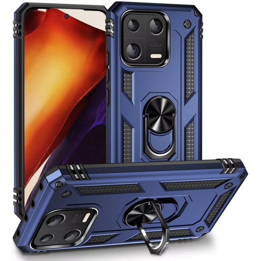 Σκληρή Θήκη Πλάτης με Δαχτυλίδι για Xiaomi Redmi Note 13 5G - Χρώμα: Σκούρο Μπλέ