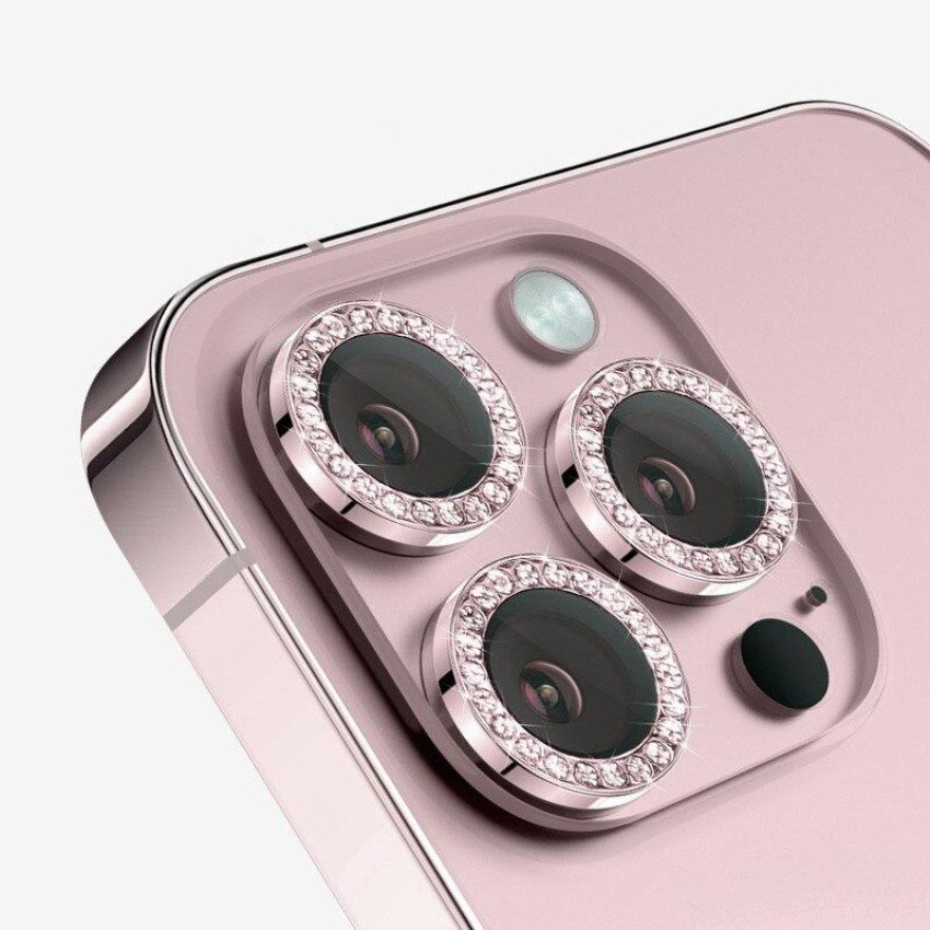 Τζαμάκι Προστασίας Κάμερας Glitter Strass για iPhone 13 / 13 Mini - Χρώμα: Ροζ