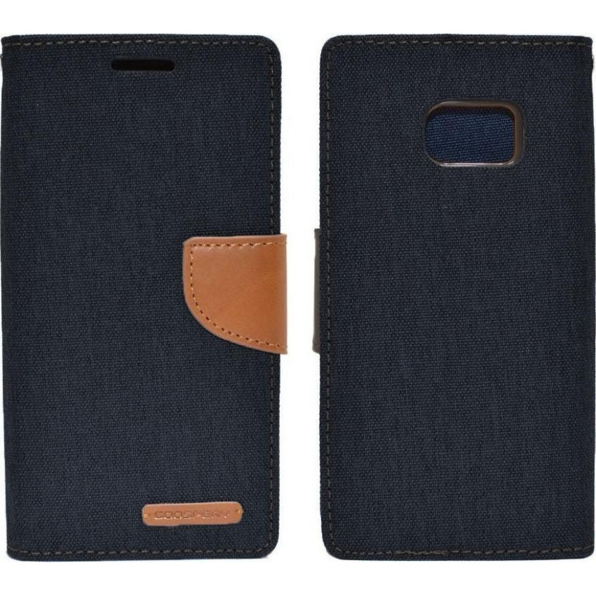 Θήκη Βιβλίο Goospery Canvas Diary με Κλίπ για Samsung Galaxy S9 - Χρώμα: Σκούρο Μπλε / Καφέ