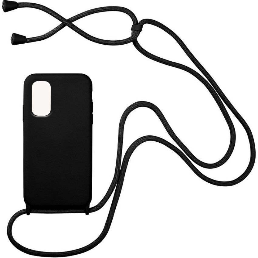 Θήκη Σιλικόνης Πλάτης με Λουράκι για Xiaomi Redmi 9T / Poco M3 - Χρώμα: Μαύρο