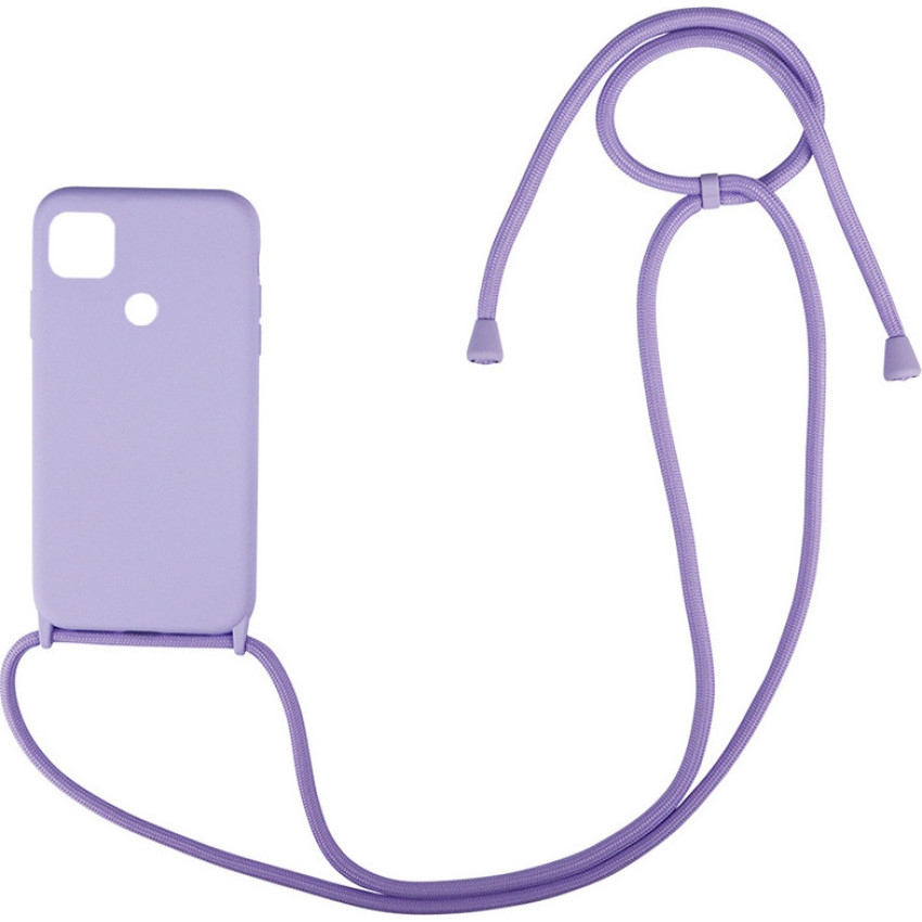 Θήκη Σιλικόνης Πλάτης με Λουράκι για Xiaomi Redmi 9C - Χρώμα: Λιλά