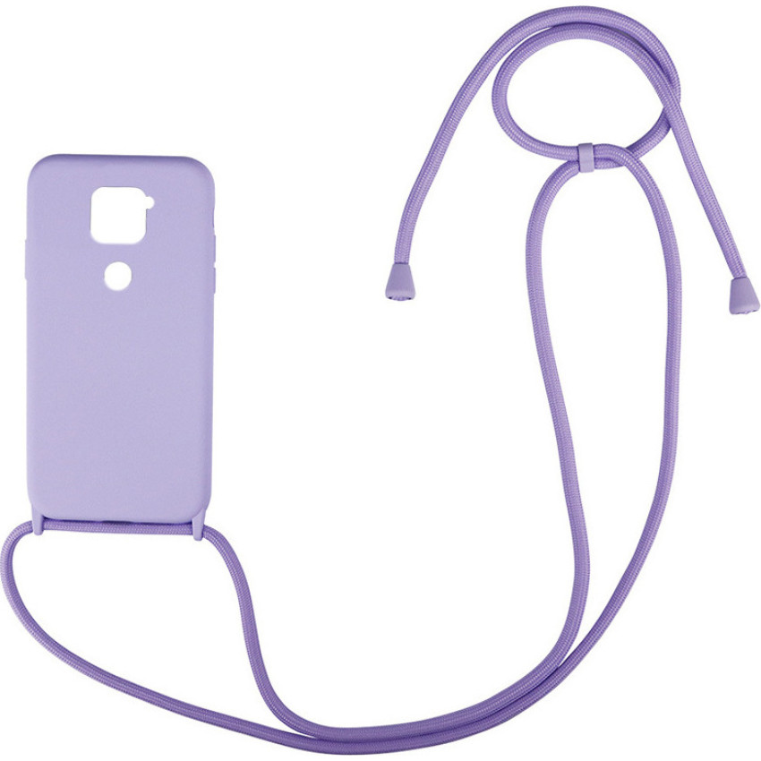 Θήκη Σιλικόνης με Λουράκι για Xiaomi Redmi Note 9 - Χρώμα: Λιλά