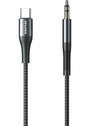 Awei Braided USB 2.0 Cable USB-C Male - 3.5mm Male 1m (CL-116T) - Color: Black