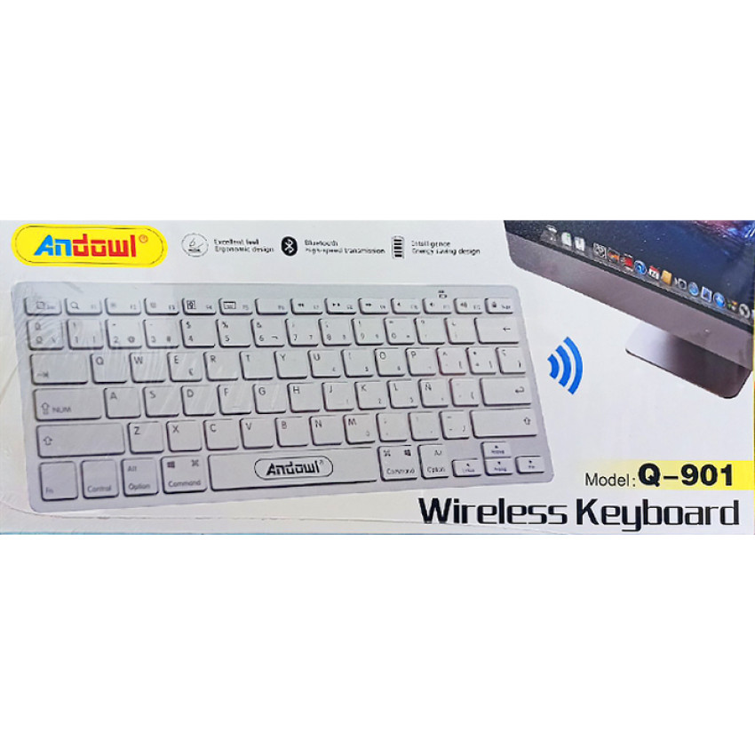 Ασύρματο Bluetooth Πληκτρολόγιο Andowl Q-901 Αγγλικό US / Wireless Keybaoad (English Keyboard) Λευκό
