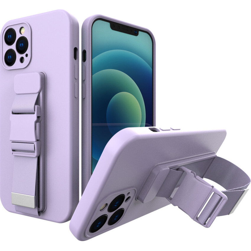 Θήκη Σιλικόνης Πλάτης με Ζώνη για iPhone 12 Pro Max - Χρώμα: Λιλά