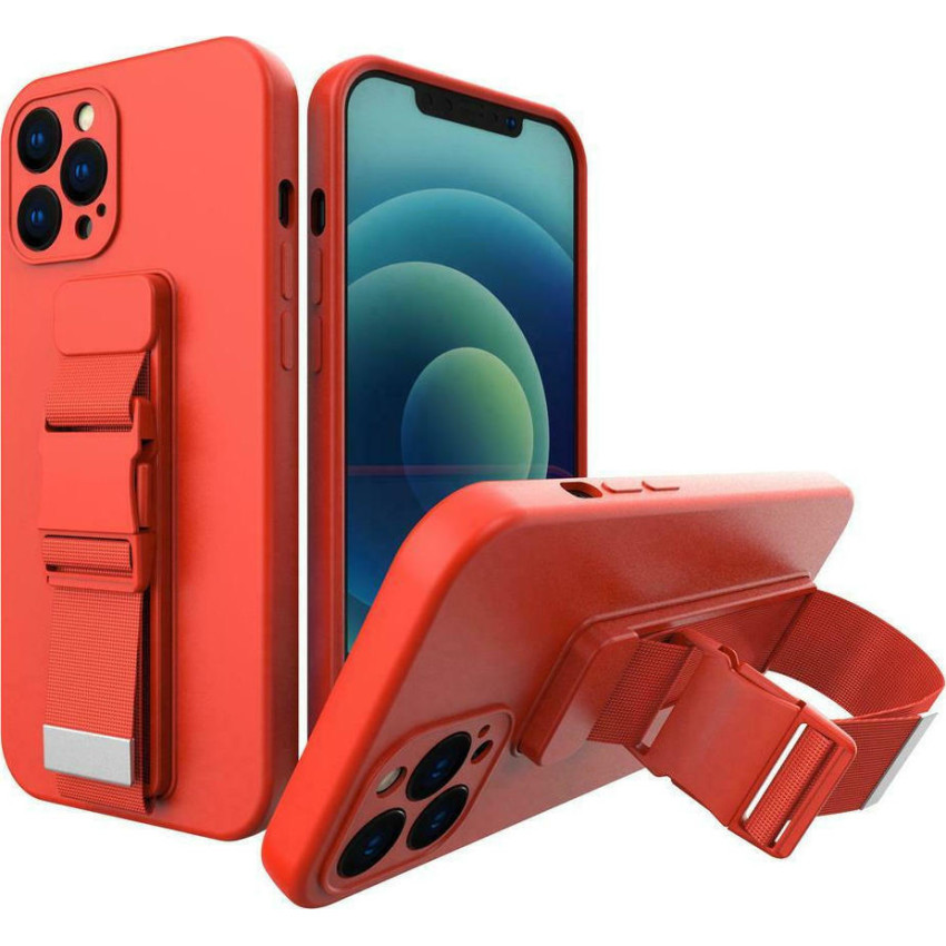 Θήκη Hurtel Rope Back Cover Σιλικόνης για iPhone 12 Pro  - Χρώμα: Κόκκινο