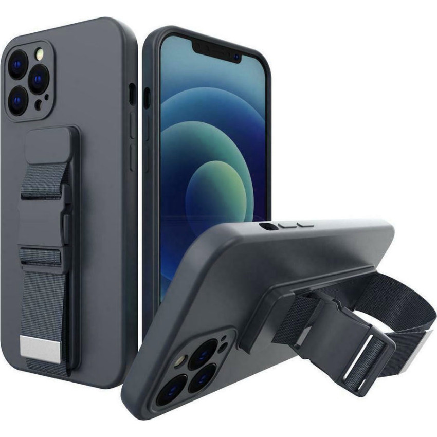 Θήκη Σιλικόνης Πλάτης με Ζώνη για iPhone 11 - Χρώμα: Σκούρο Μπλε