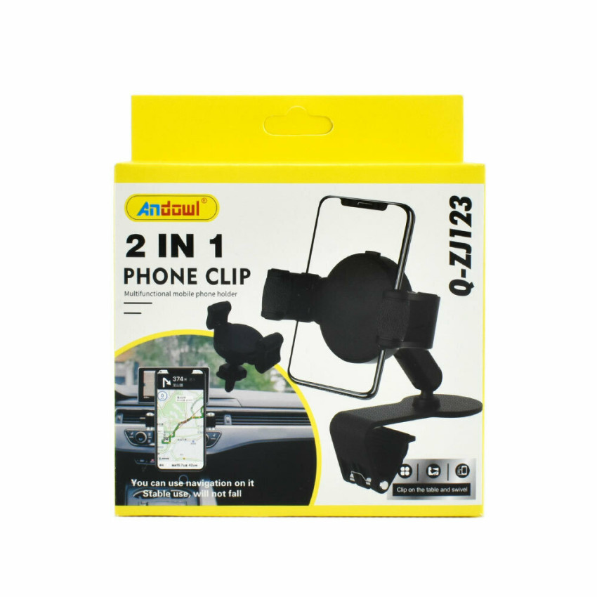 Andowl Q-ZJ123 Βάση Κινητού Αυτοκινήτου 4.0 - 6.5" με Ρυθμιζόμενα Άγκιστρα - Χρώμα: Μαύρο