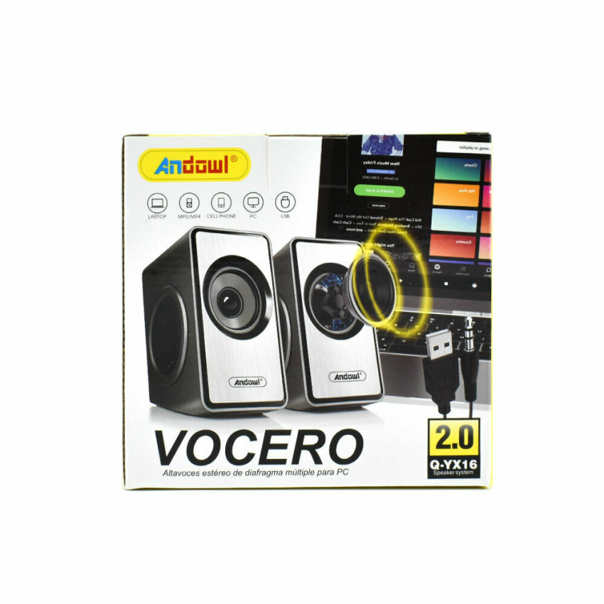 Andowl Q-YX16 Ηχεία Υπολογιστή 2.0 με Ισχύ 3W - Χρώμα: Μαύρο
