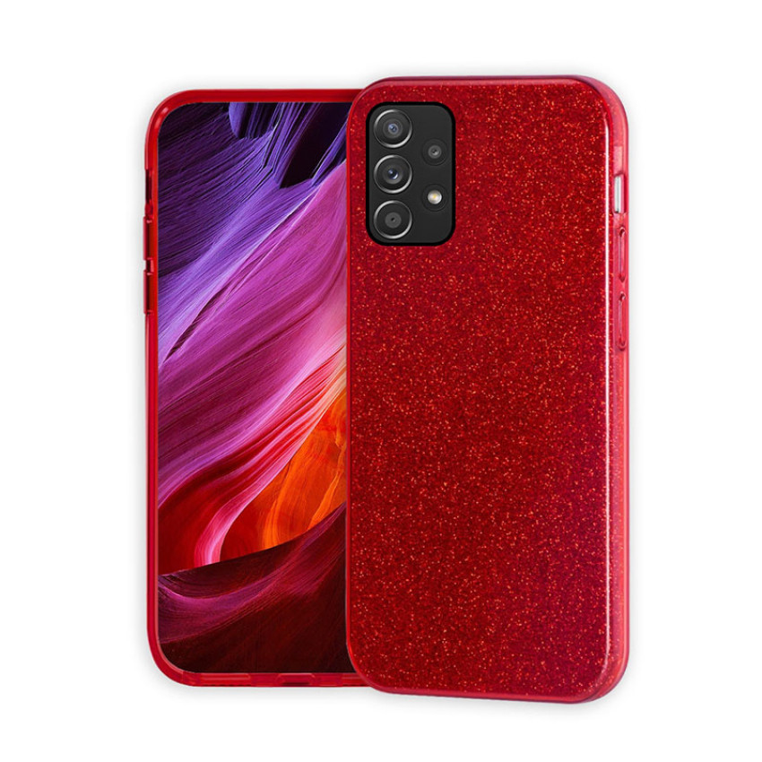 Θήκη Πλάτης Σιλικόνης Απλή με Glitter για Samsung Galaxy A53 - Χρώμα: Κόκκινο
