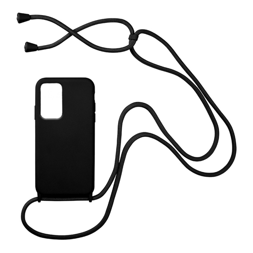 Θήκη Σιλικόνης Πλάτης με Λουράκι για Samsung Galaxy A23 5G - Χρώμα: Μαύρο
