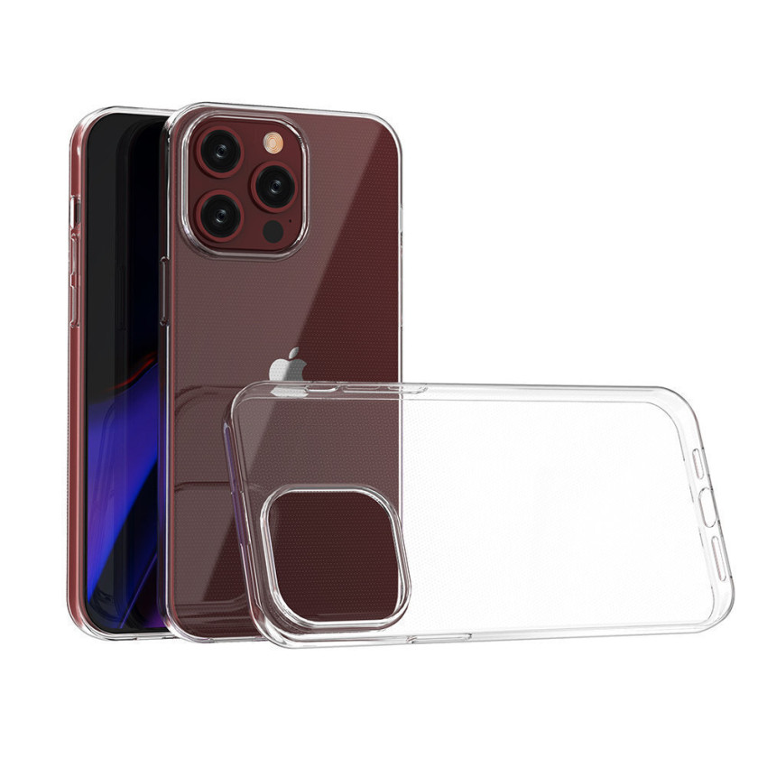 Θήκη Πλάτης Σιλικόνης Απλή για iPhone 15 Pro Max - Χρώμα: Διάφανο