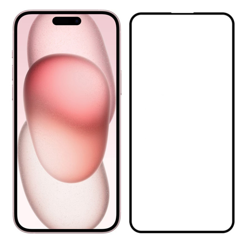 Προστασία Οθόνης Full Glass Full Glue Tempered Glass για iPhone 15 - Χρώμα: Μαύρο