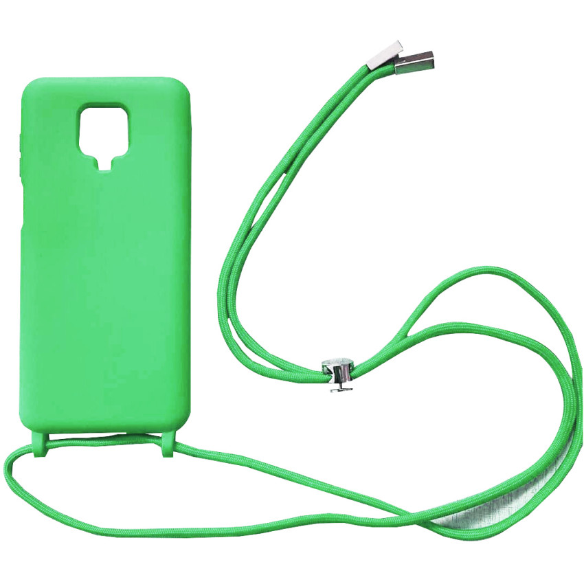 Θήκη Πλάτης Σιλικόνης με Λουράκι για Xiaomi Redmi Note 9S / 9 Pro - Χρώμα: Απαλό Πράσινο