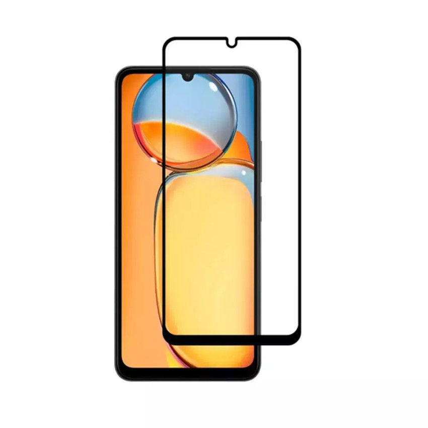 Full Cover Full Glue Tζαμάκι Προστασίας Οθόνης για Xiaomi Redmi 13C / Poco C65 - Χρώμα: Μαύρο