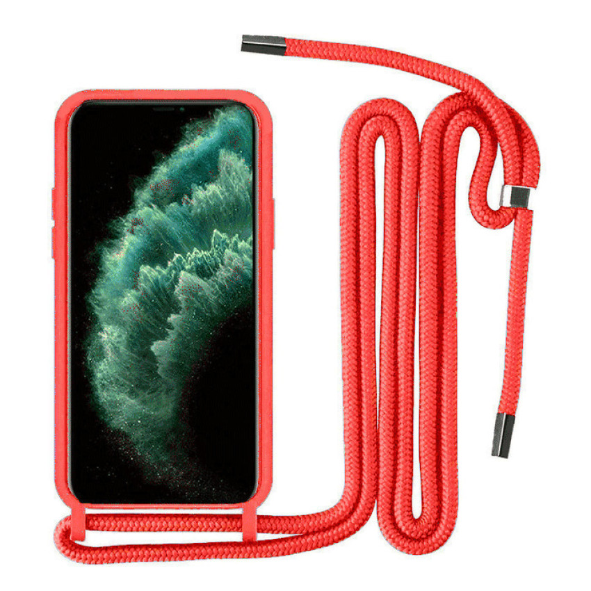 Θήκη Σιλικόνης Πλάτης με Λουράκι για Xiaomi Redmi Note 11 Pro - Χρώμα: Κόκκινο