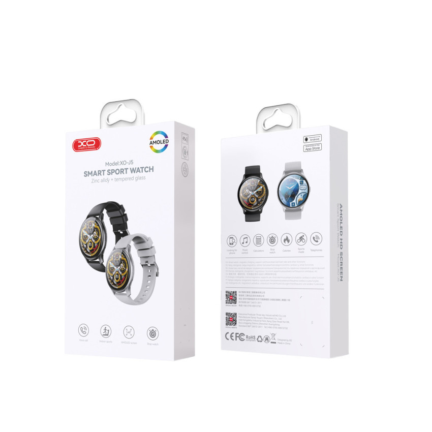 XO J5 Smartwatch με Παλμογράφο - Χρώμα: Μαύρο